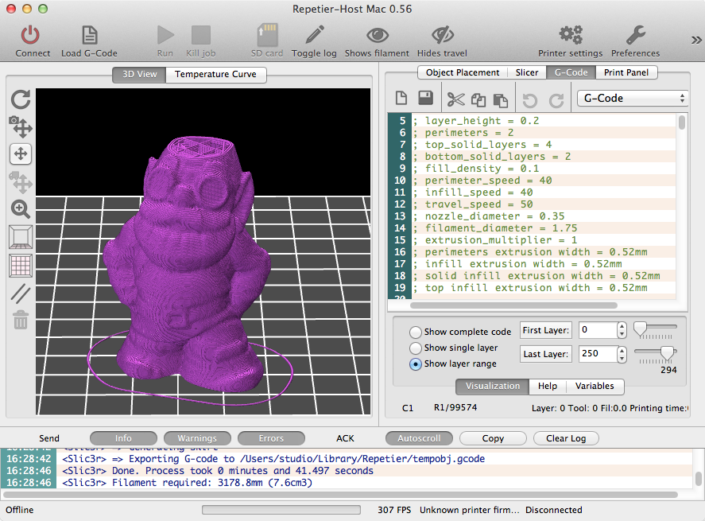 Interface Logiciel Repetier Host Sharebot Next Generation