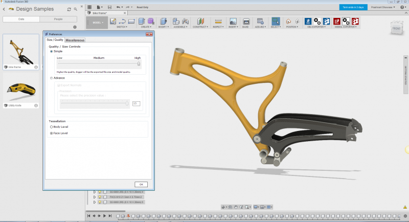 capture d'ecran fusion 360