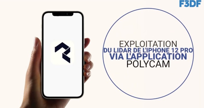 Visuel montrant l'application Polycam sur l'iPhone 12 pro