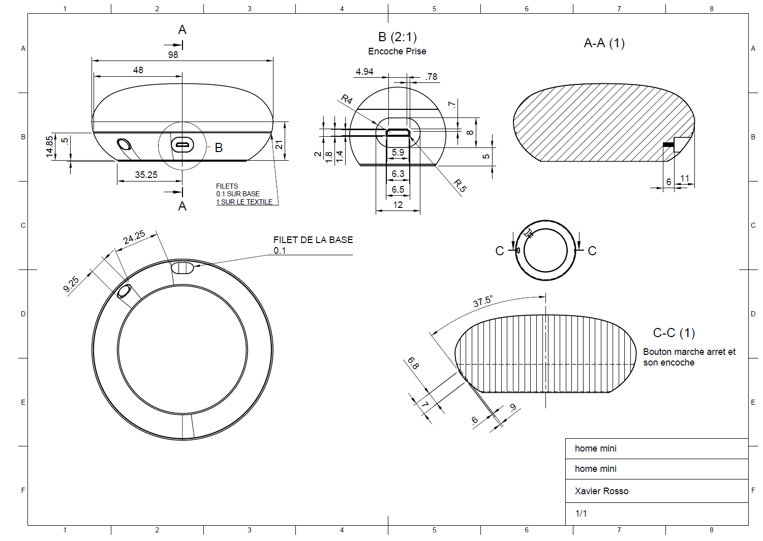 Sketch de la Google Home avant modélisation 3D