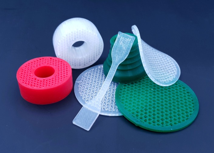 Echantillons de pièves imprimés en 3D avec le cilicone Copsil de COP Chimie