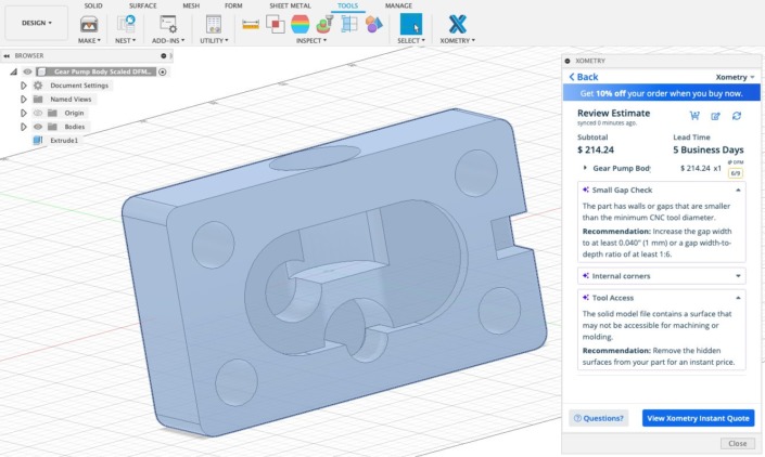 Utilisation de l'application Xometry sur Fusion 360