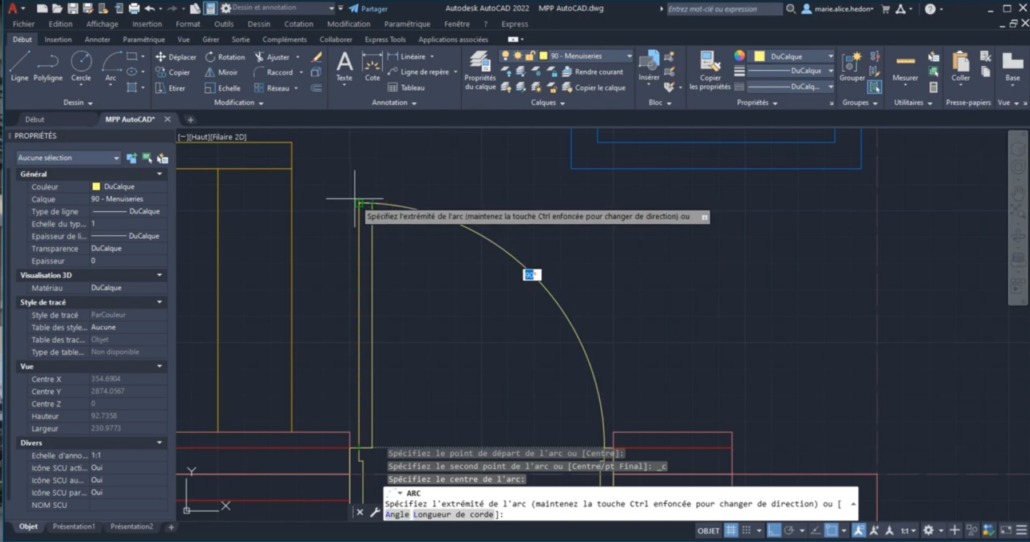 Utiliser l'outil arc sur le logiciel AutoCAD, de Autodesk